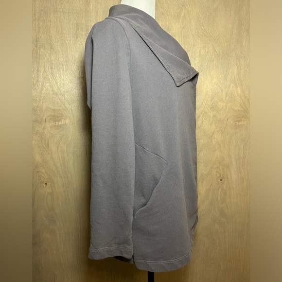 J. Jill Pure Jill Gray Asymmetric Draped Collar Jacket MP - Picture 8 of 11